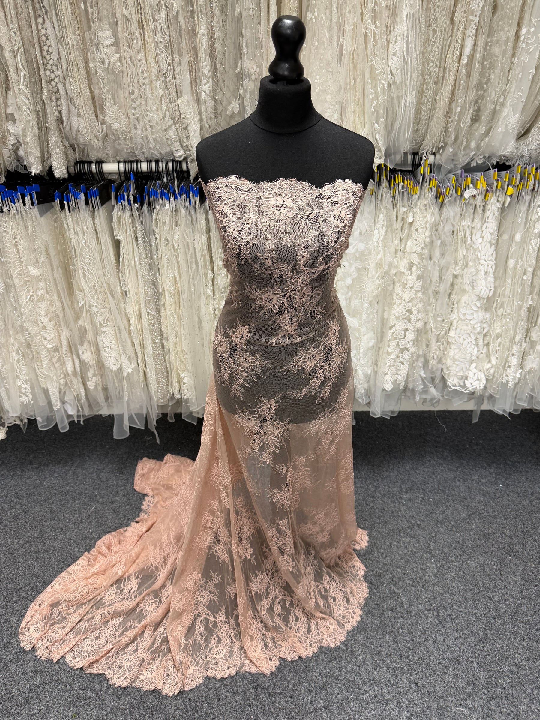 Pink Corded Leavers Lace - P876
