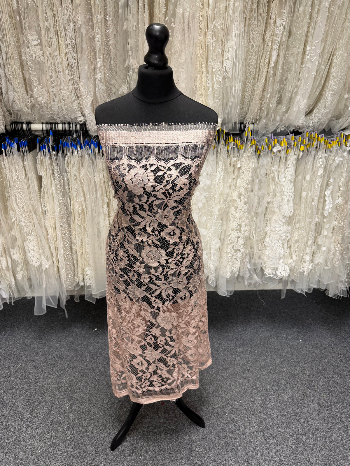 Pink Corded Leavers Lace - P885