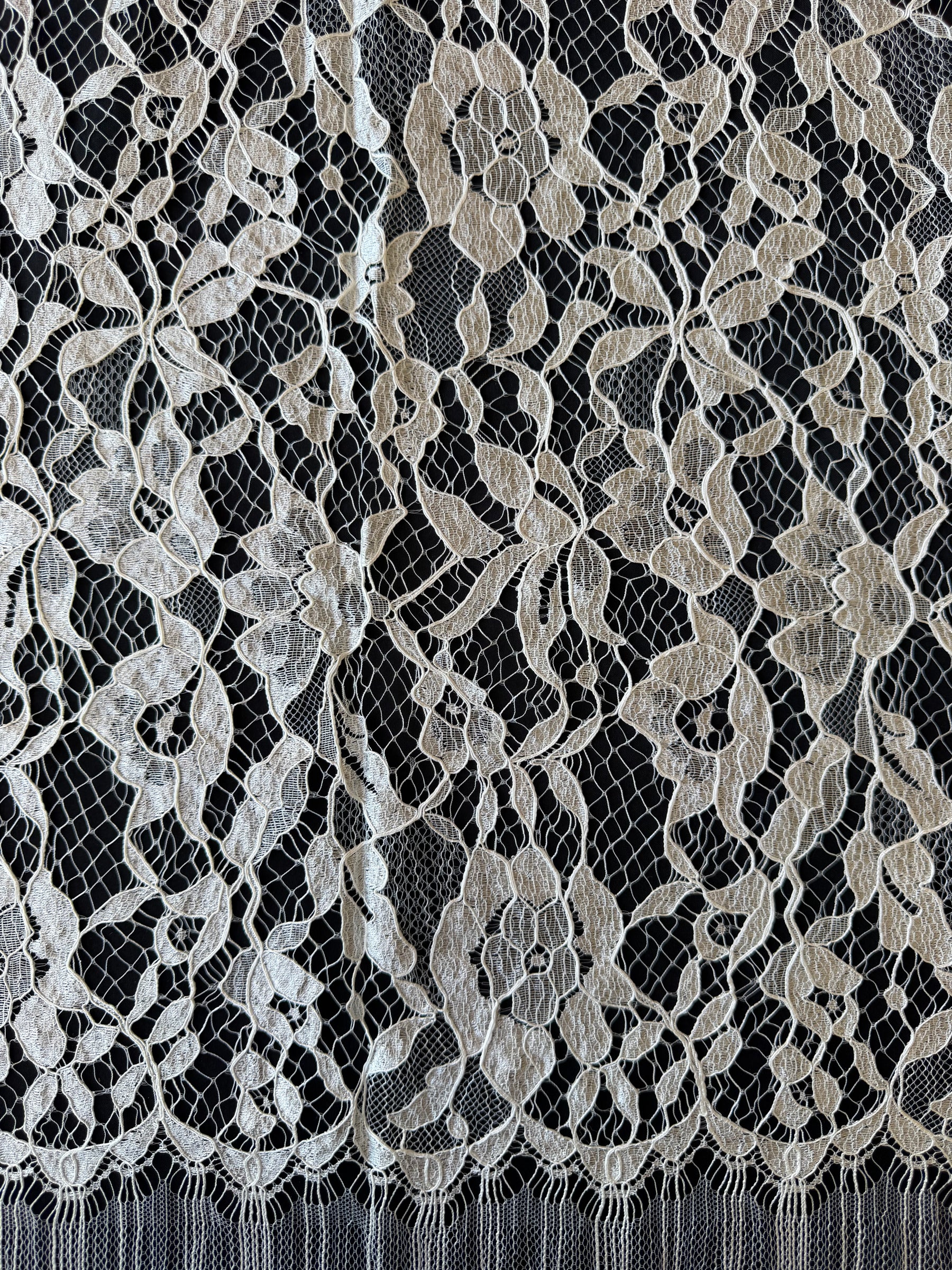 Ivory Corded Leavers Lace - P885