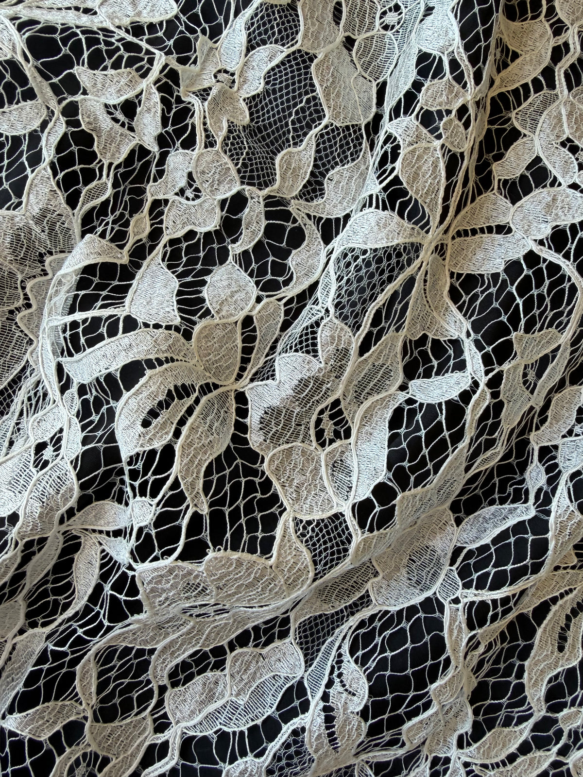 Ivory Corded Leavers Lace - P885
