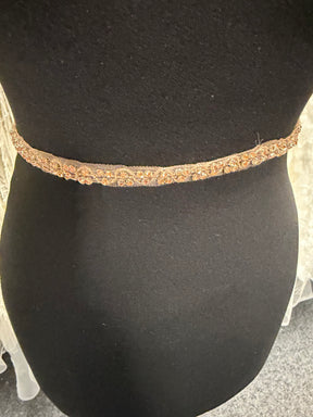 Bordure perlée en cristal or rose - T873