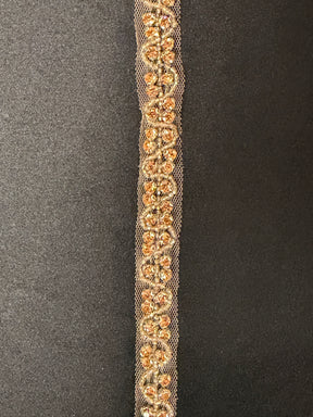 Bordure perlée en cristal or rose - T873