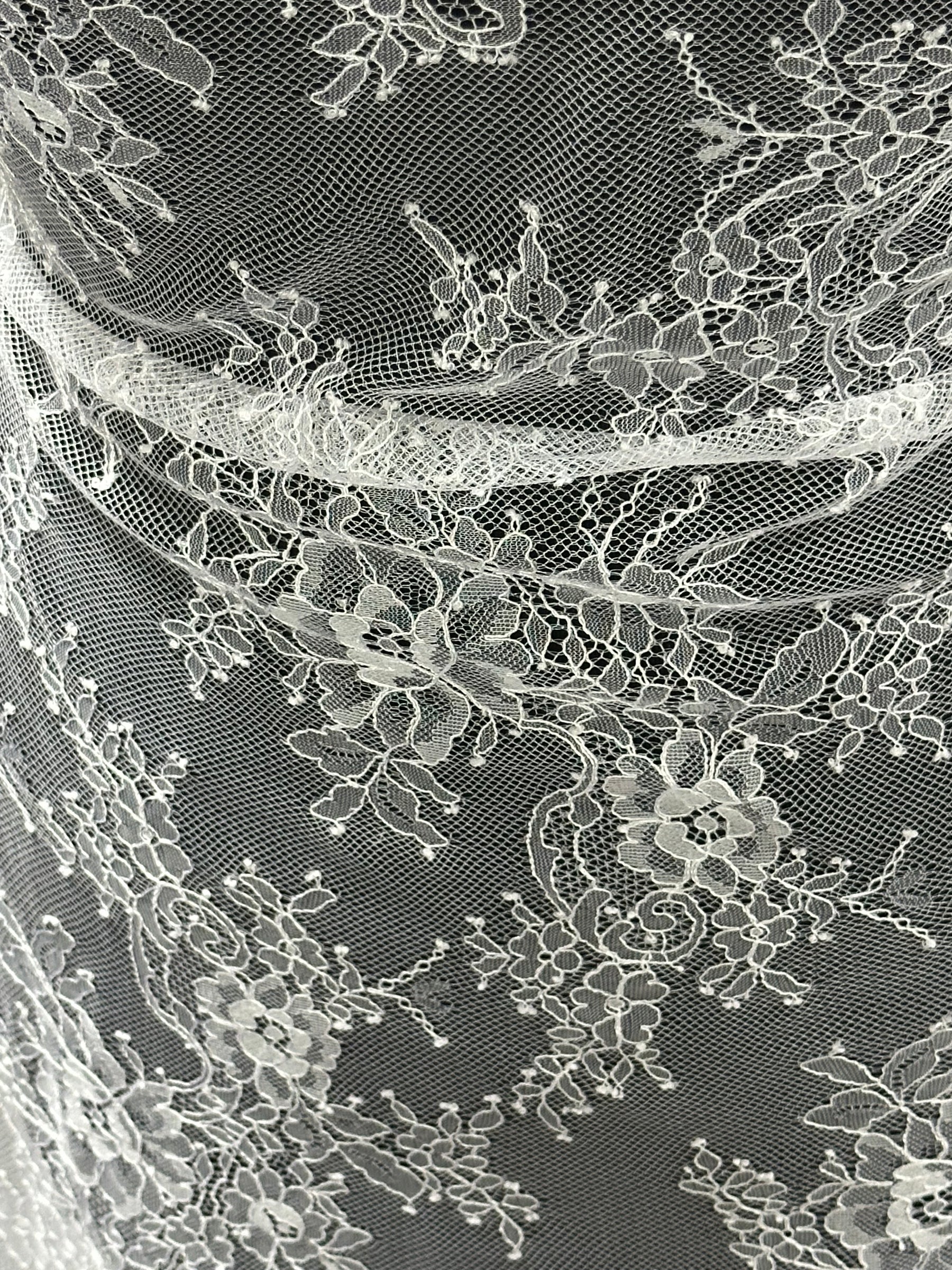 Dentelle Raschel blanche - P223