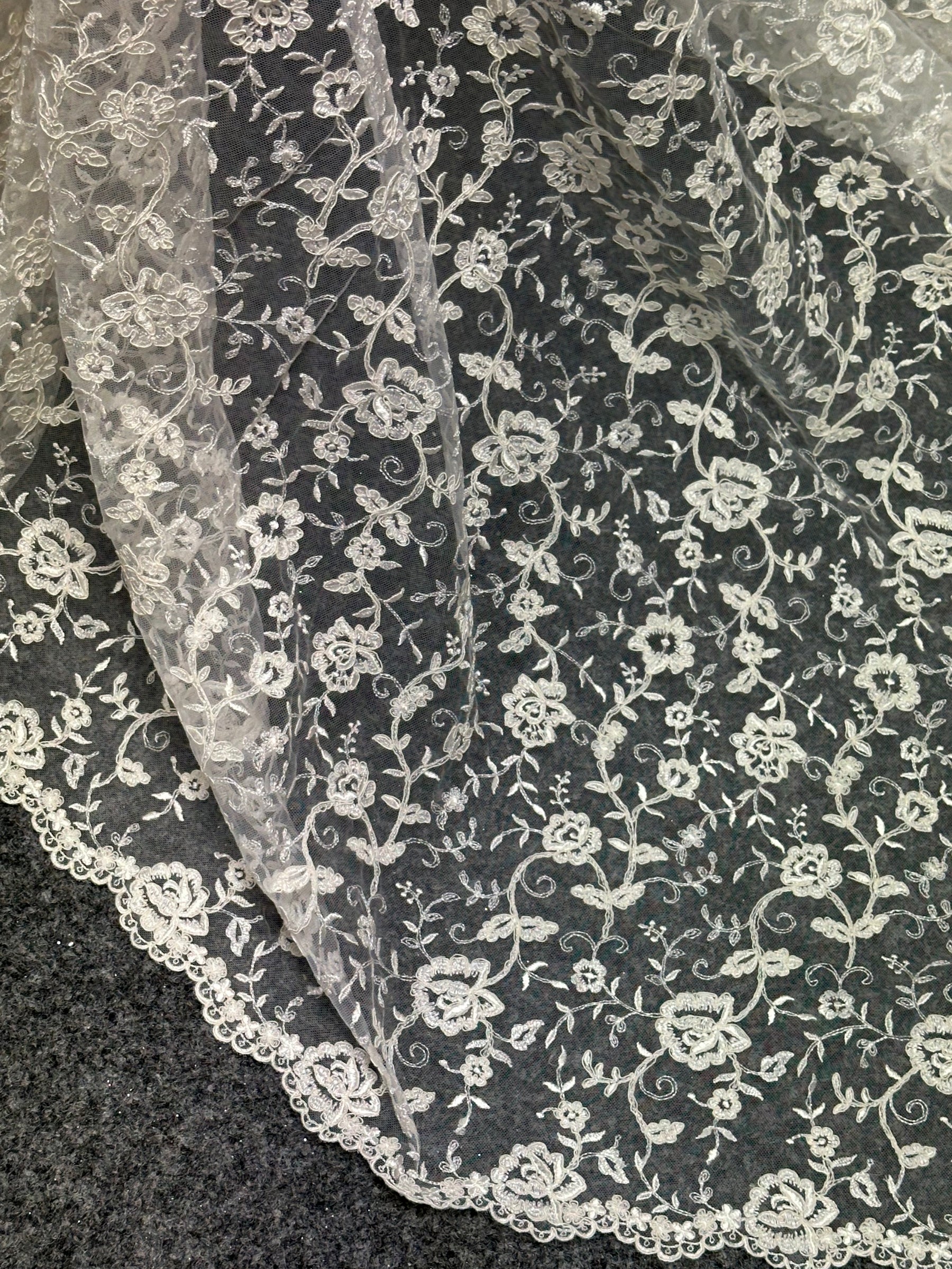 Dentelle brodée ivoire à cordonnet - P430