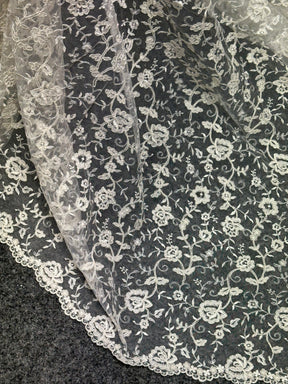 Dentelle brodée ivoire à cordonnet - P430