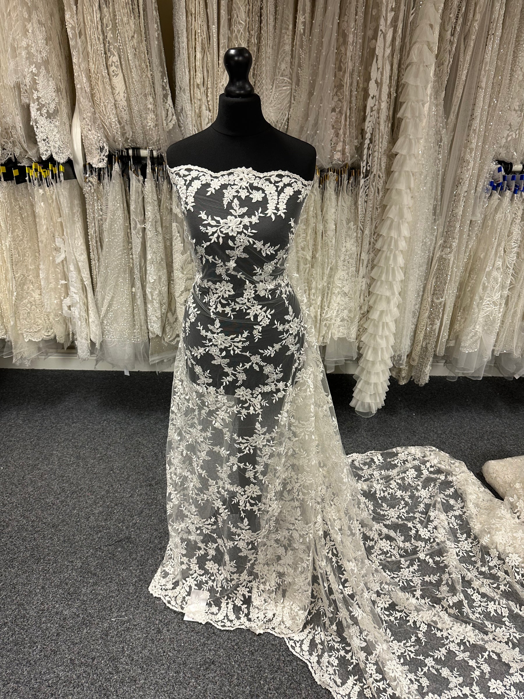 Dentelle brodée ivoire - P651