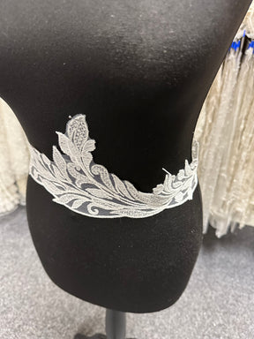 Bordure en dentelle à paillettes ivoire - EF3004