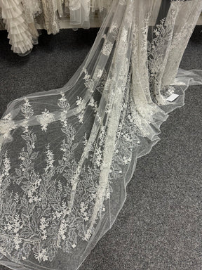 Dentelle brodée de perles ivoire - EB1099