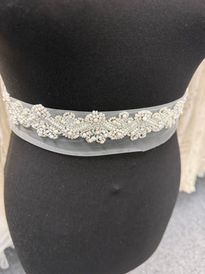Bordure de perles de cristal blanc - EH1012