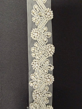 Bordure de perles de cristal blanc - EH1012