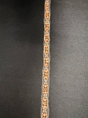 Bordure perlée en cristal or rose - T874