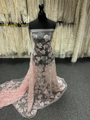 Dentelle brodée de sequins roses - EB1102