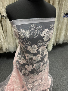 Dentelle brodée de sequins roses - EB1102