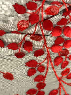 Dentelle brodée 3D rouge et noire - EB5034