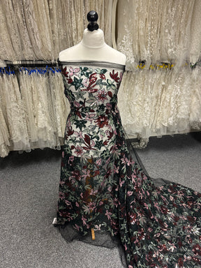 Noir avec dentelle brodée multicolore -EB3066