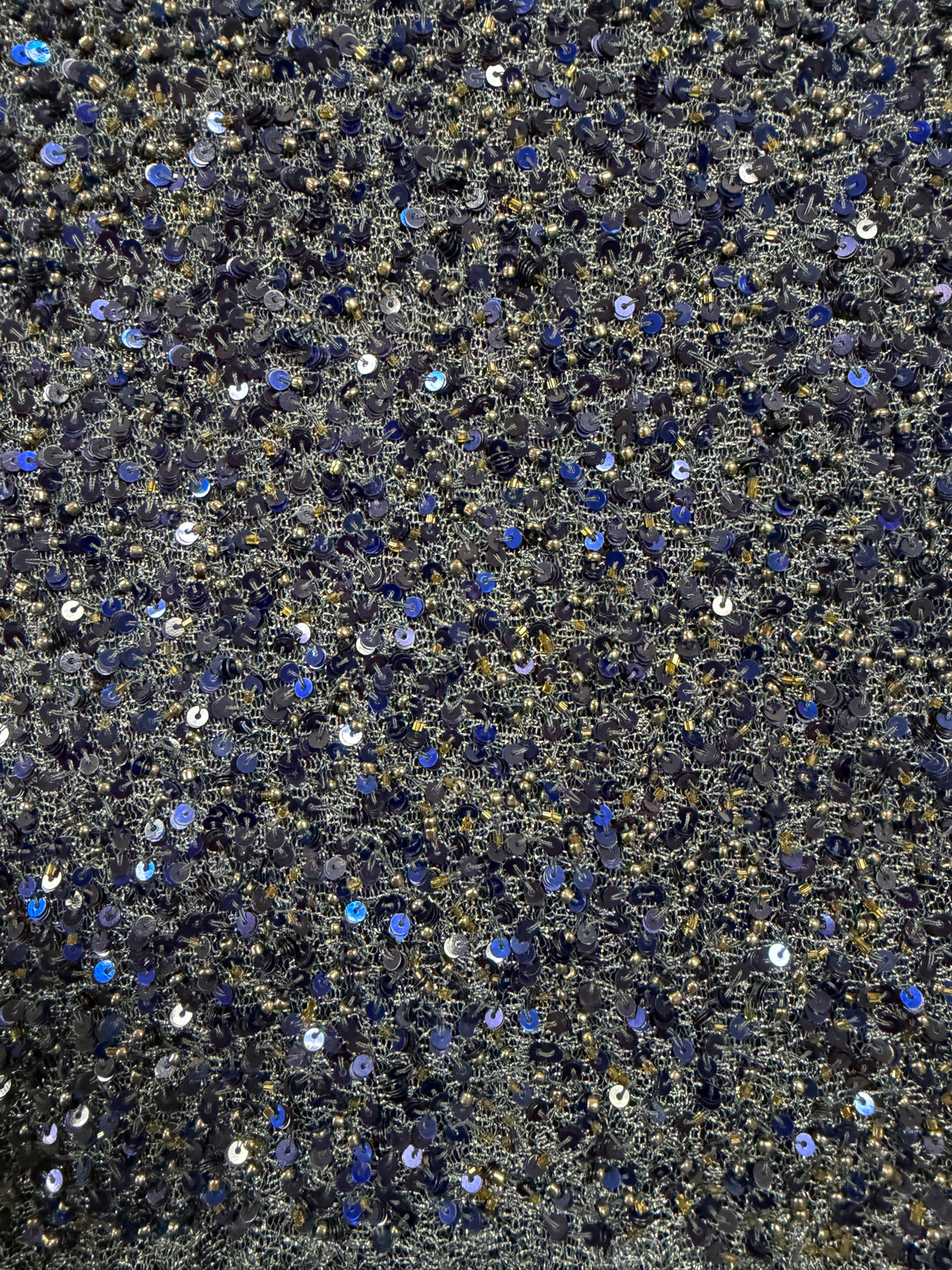 Tulle brodé de perles bleu marine - EB1011