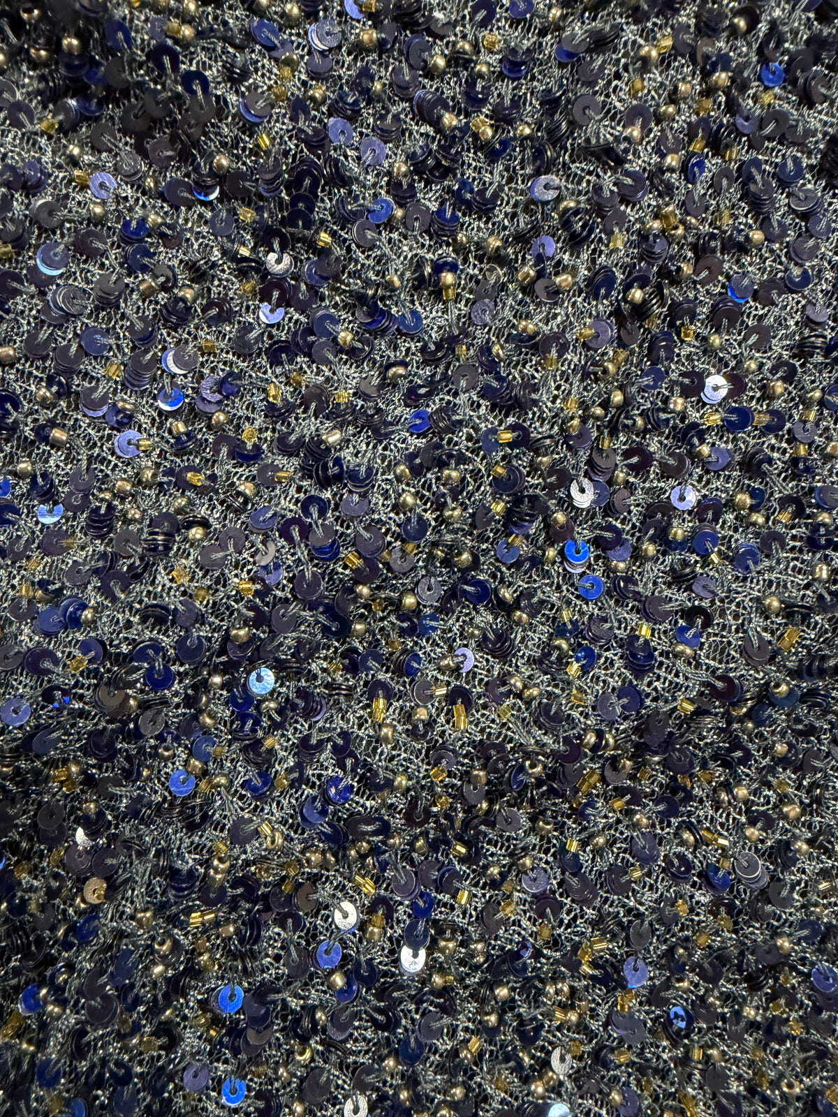 Tulle brodé de perles bleu marine - EB1011