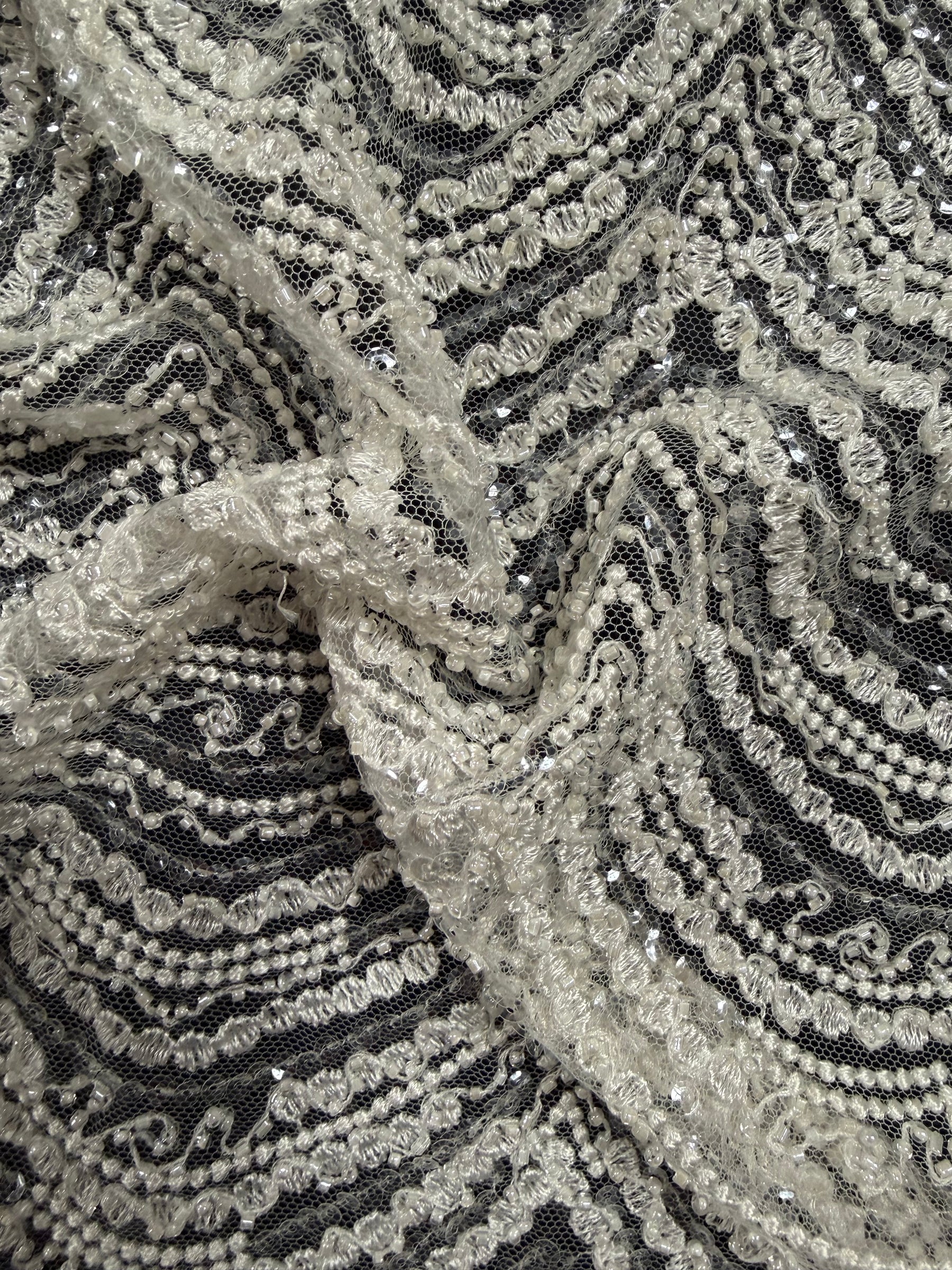 Tulle ivoire perlé - EB1014
