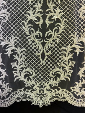 Tulle brodé de perles ivoire - EB1020