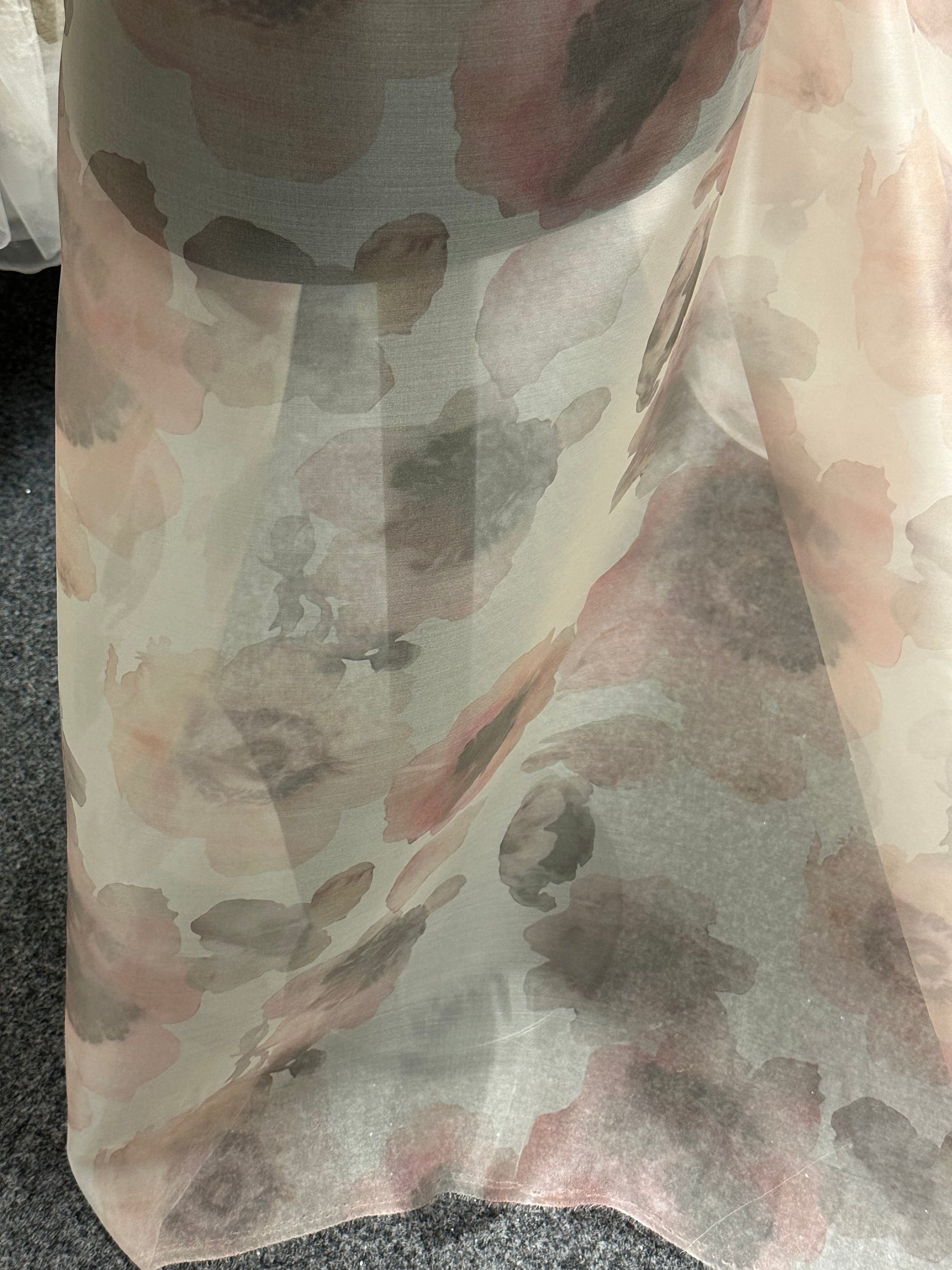 Organza de soie imprimé rose - PR2003