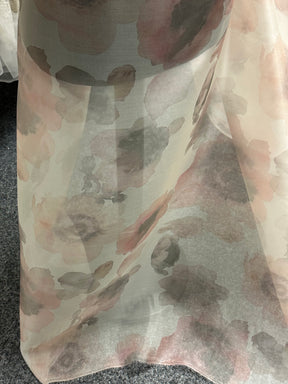 Organza de soie imprimé rose - PR2003
