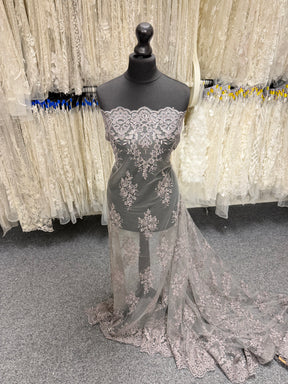 Dentelle Cordonnée Gris Taupe - LA7009