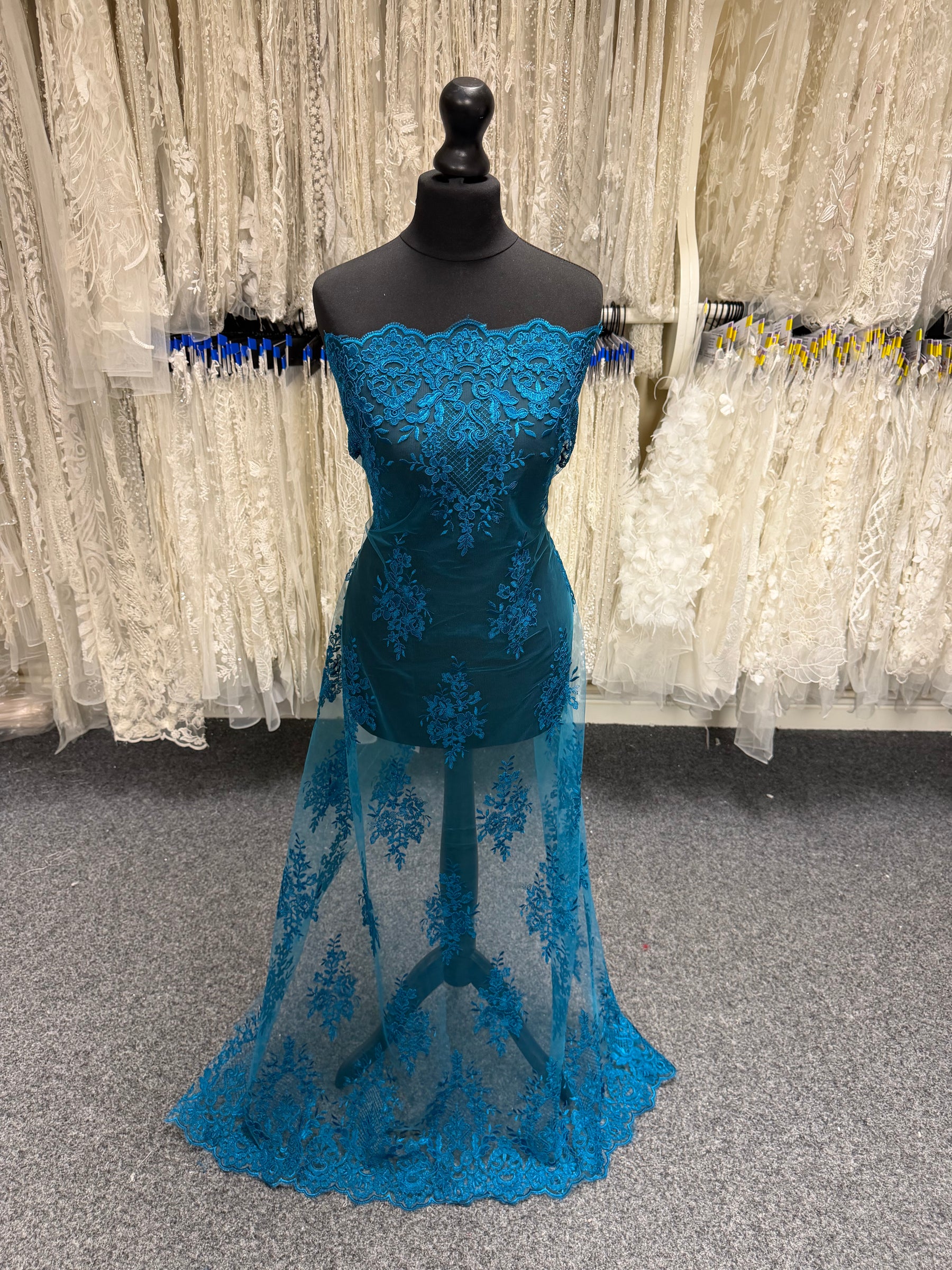 Dentelle Cordonnée Bleu Canard - LA7009