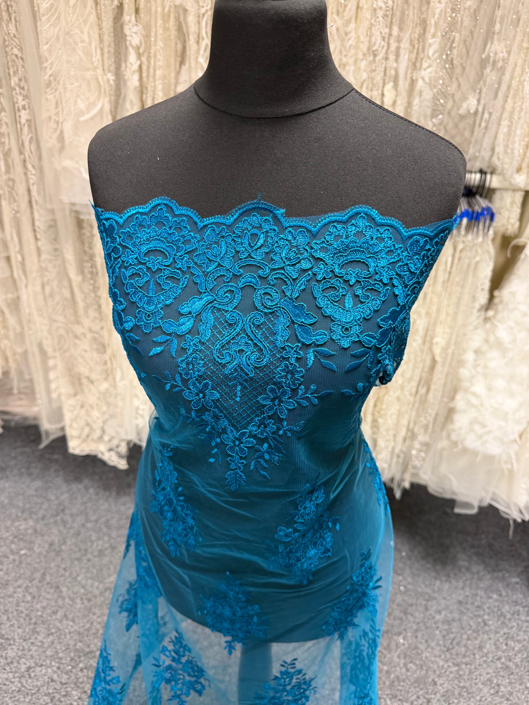 Dentelle Cordonnée Bleu Canard - LA7009