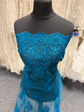 Dentelle Cordonnée Bleu Canard - LA7009