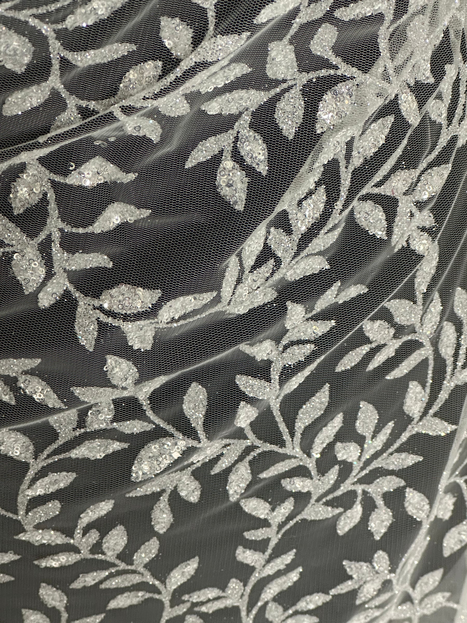 Dentelle ivoire à paillettes - Simeon TU0061