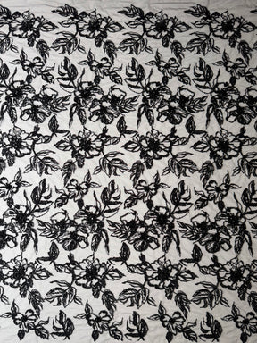 Tulle noir brodé de perles - EB1100