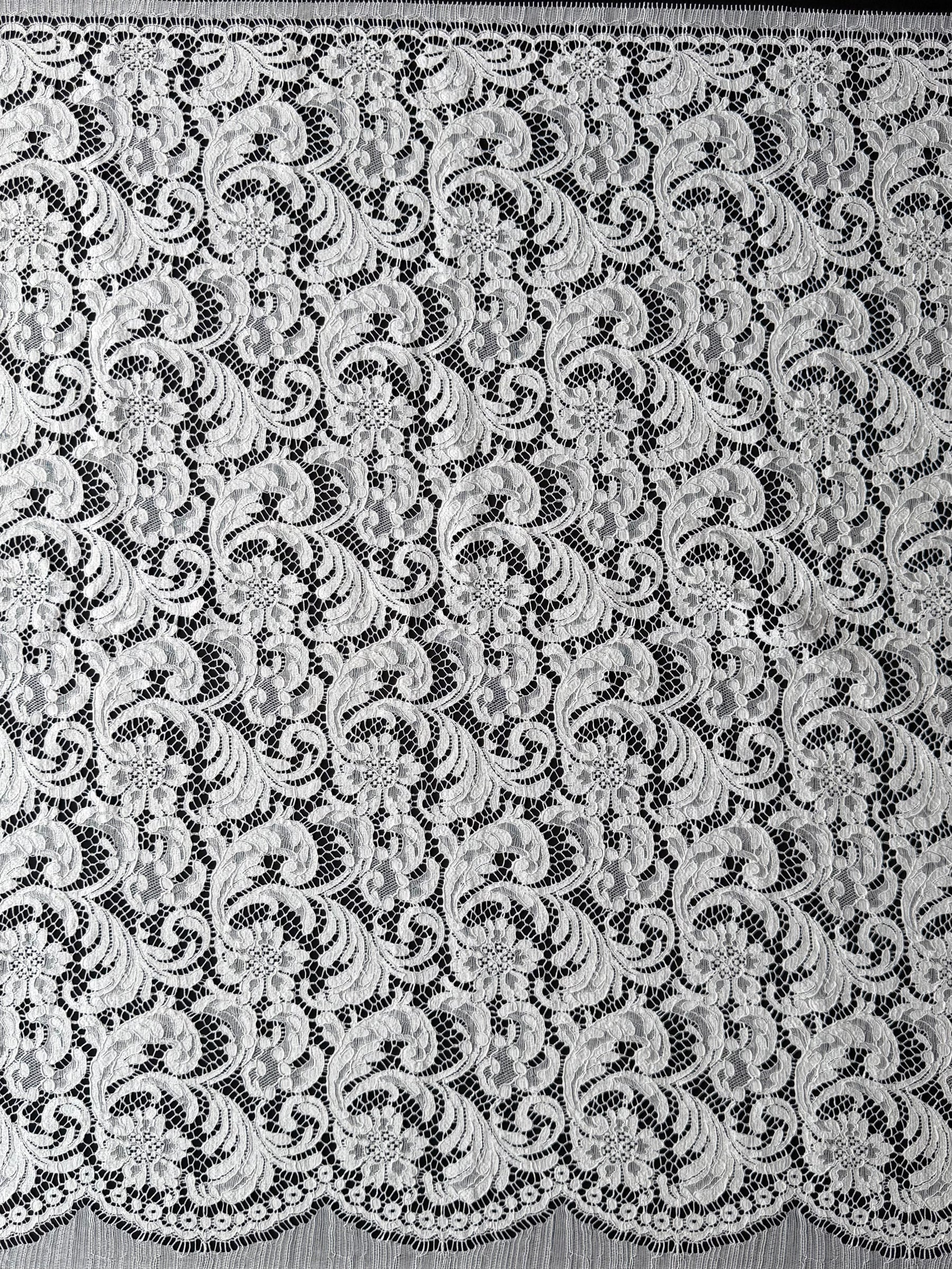 Dentelle française cordée écologique blanche - LA4007