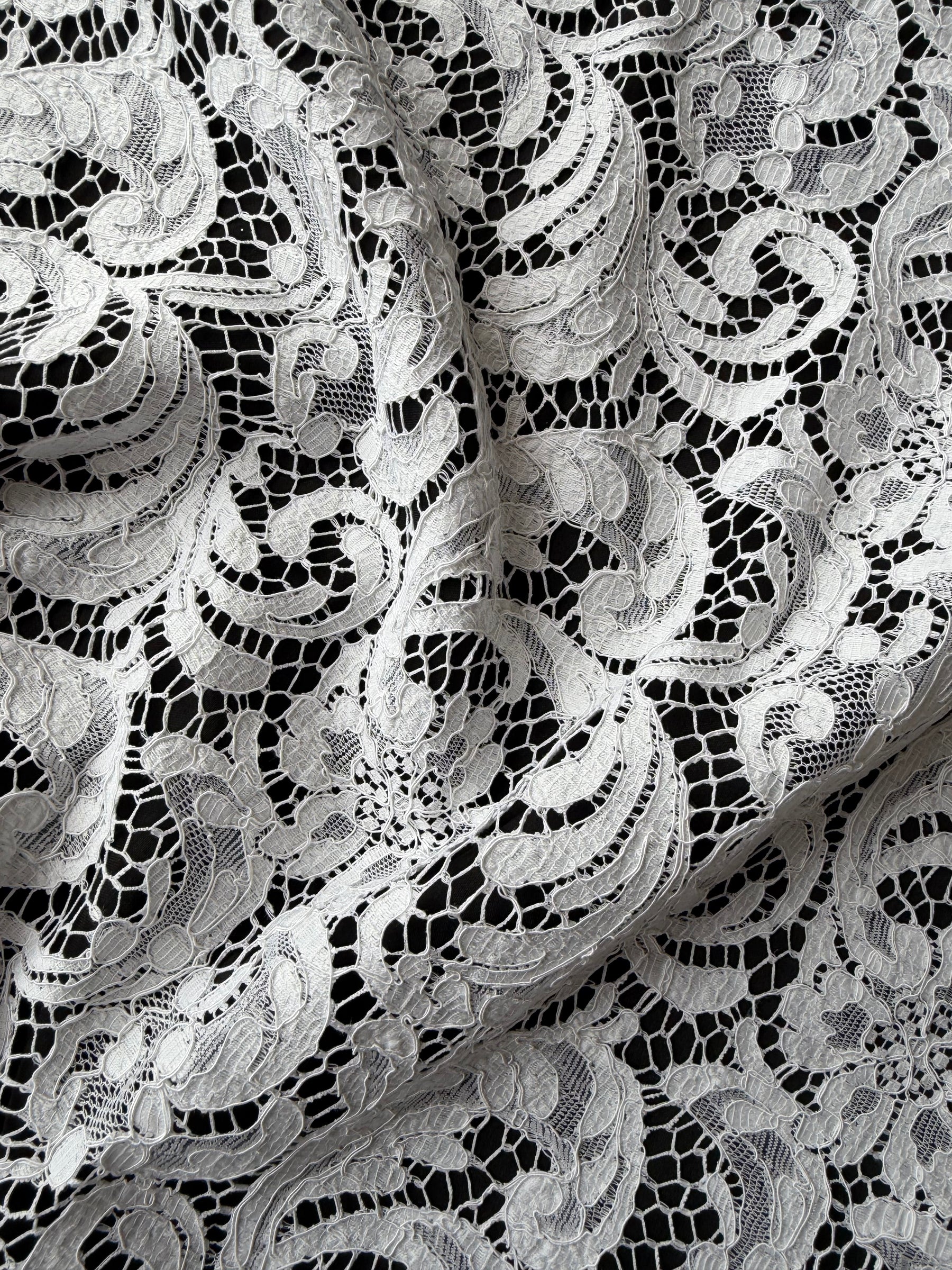 Dentelle française cordée écologique blanche - LA4007