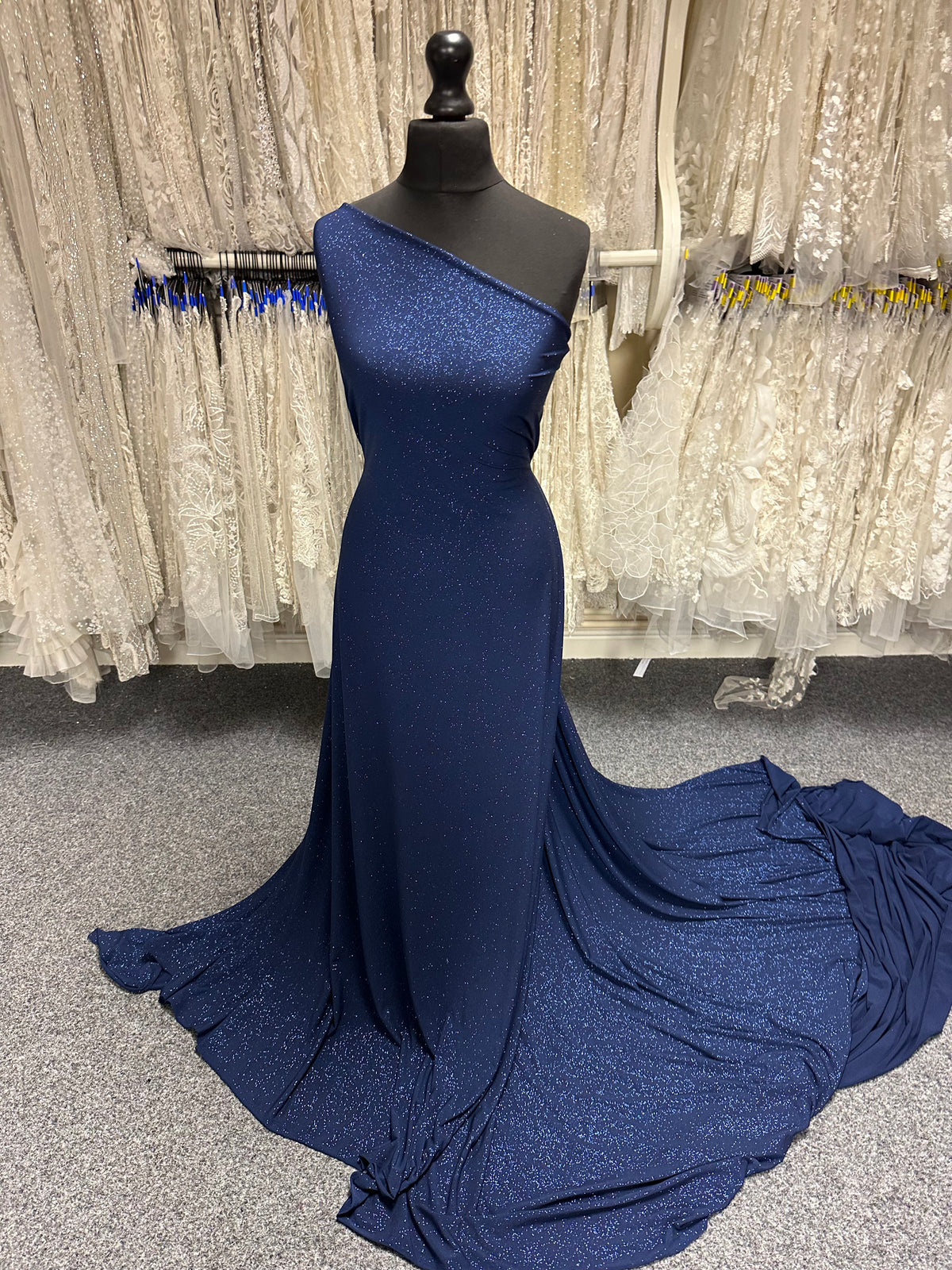 Tissu jersey bleu marine à paillettes - Daredevil