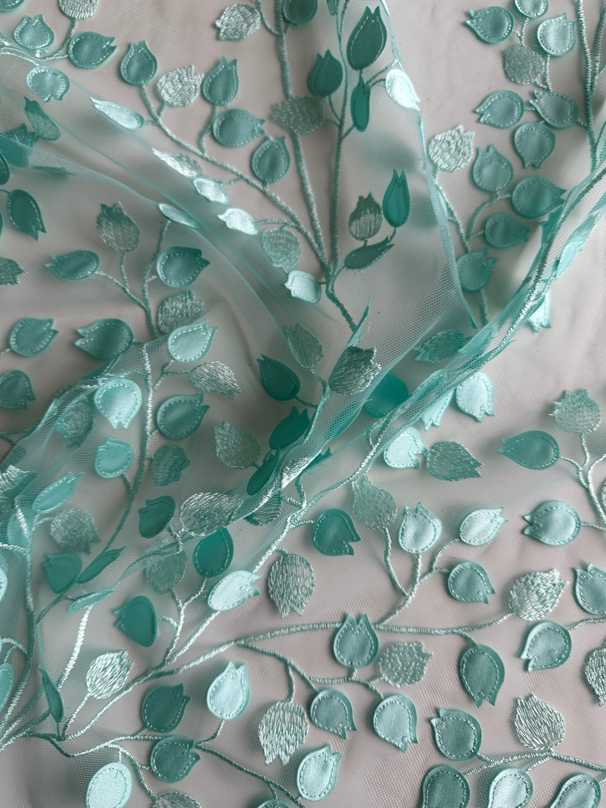 Dentelle brodée 3D Aqua - EB5034