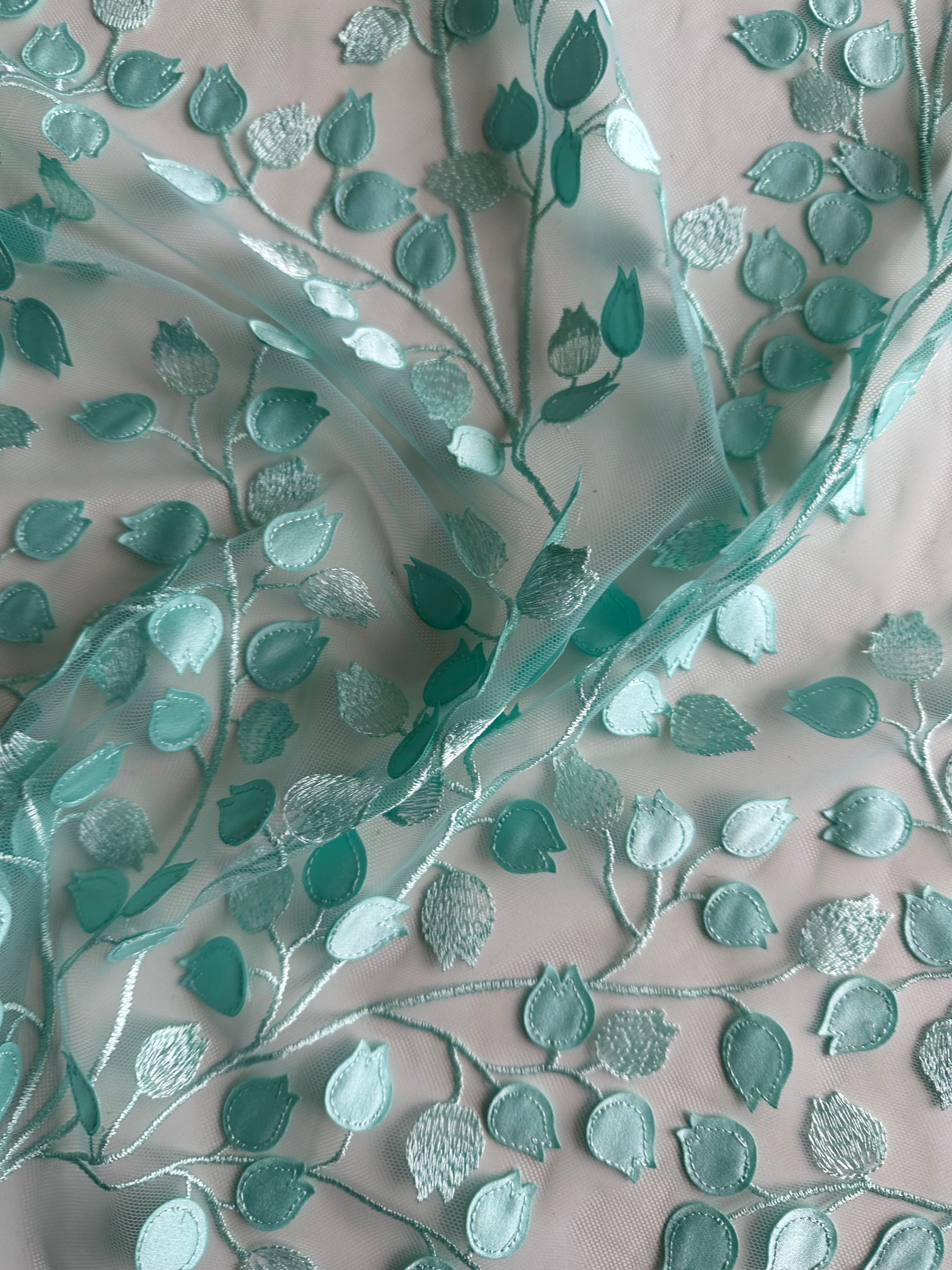 Dentelle brodée 3D Aqua - EB5034