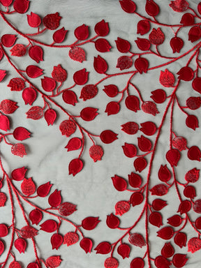 Dentelle brodée 3D rouge et noire - EB5034