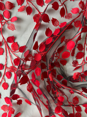 Dentelle brodée 3D rouge et noire - EB5034