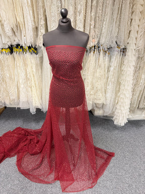 Dentelle brodée de sequins couleur vin - EB3029