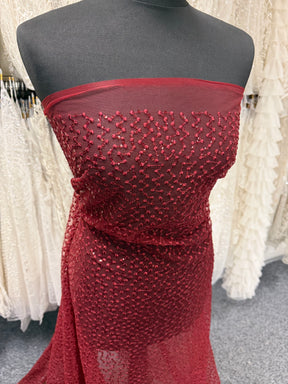 Dentelle brodée de sequins couleur vin - EB3029