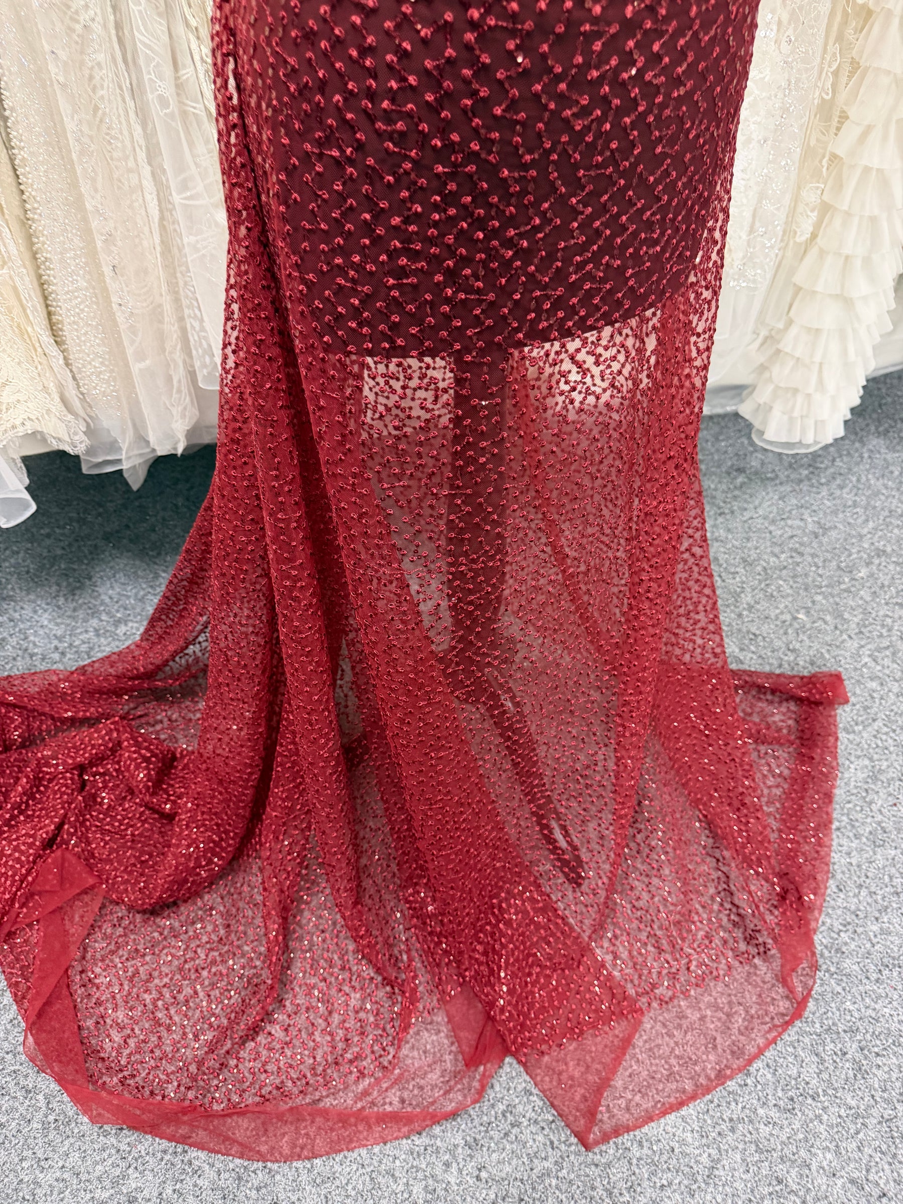 Dentelle brodée de sequins couleur vin - EB3029
