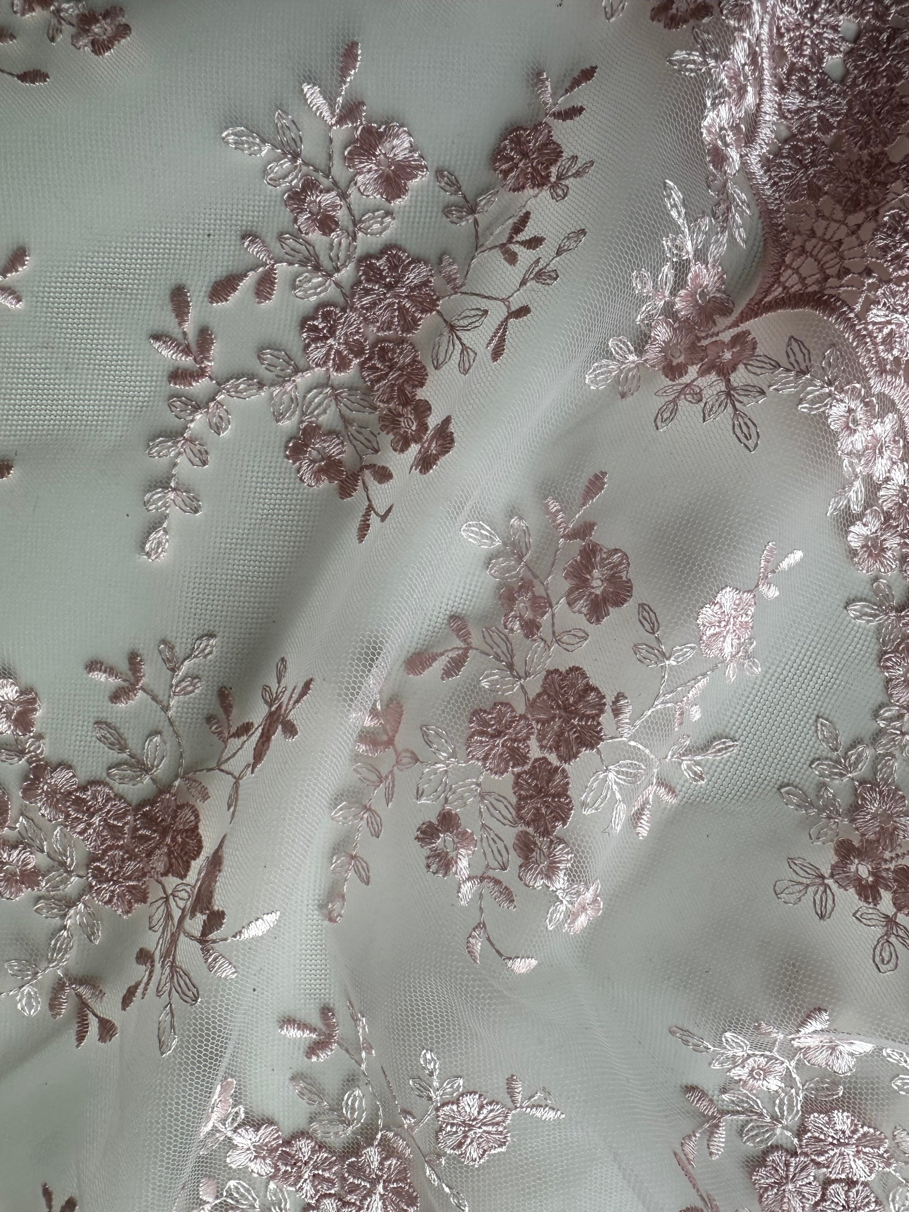 Dentelle brodée rose pâle - Kirsty