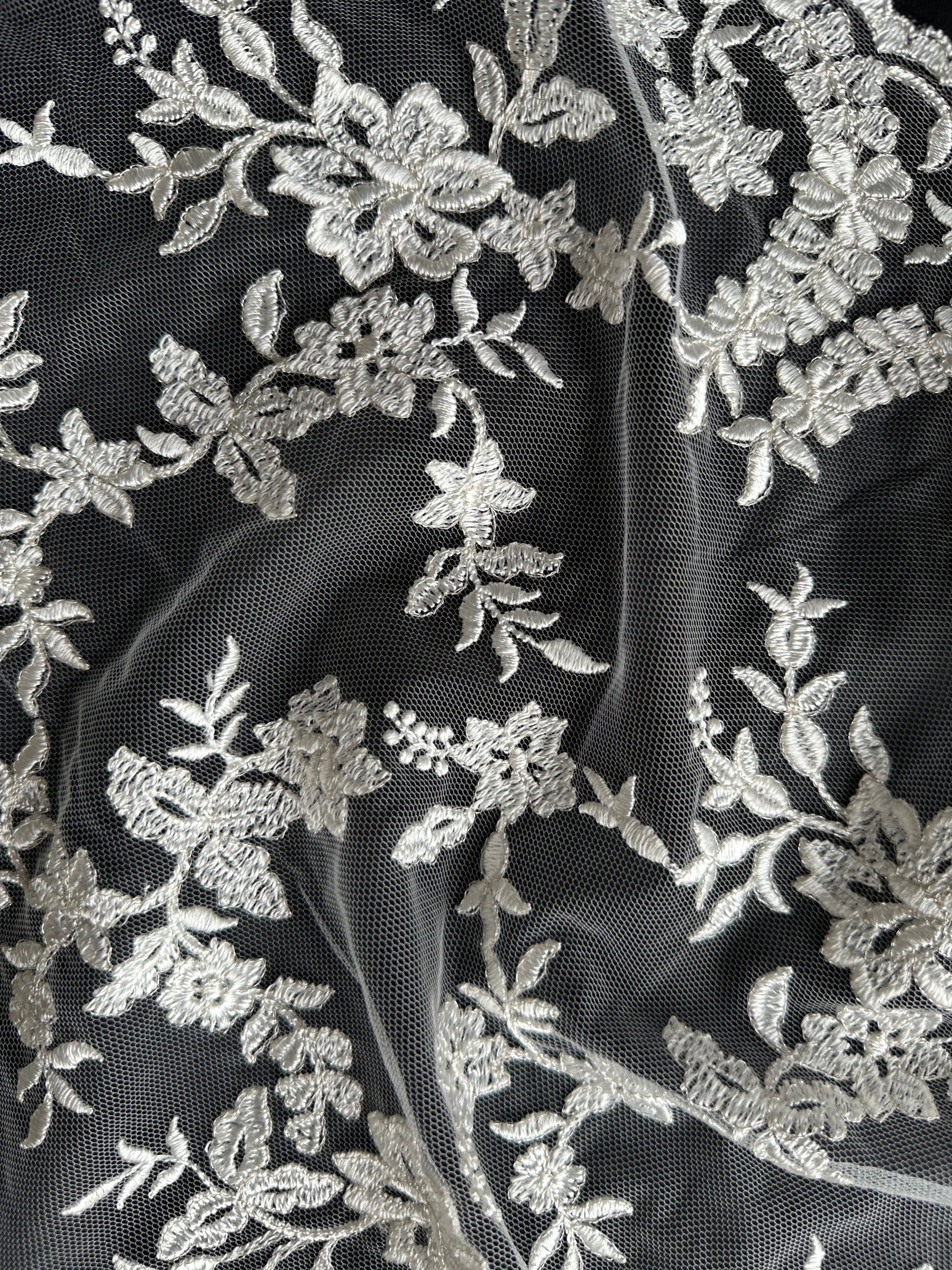 Dentelle brodée ivoire - P651