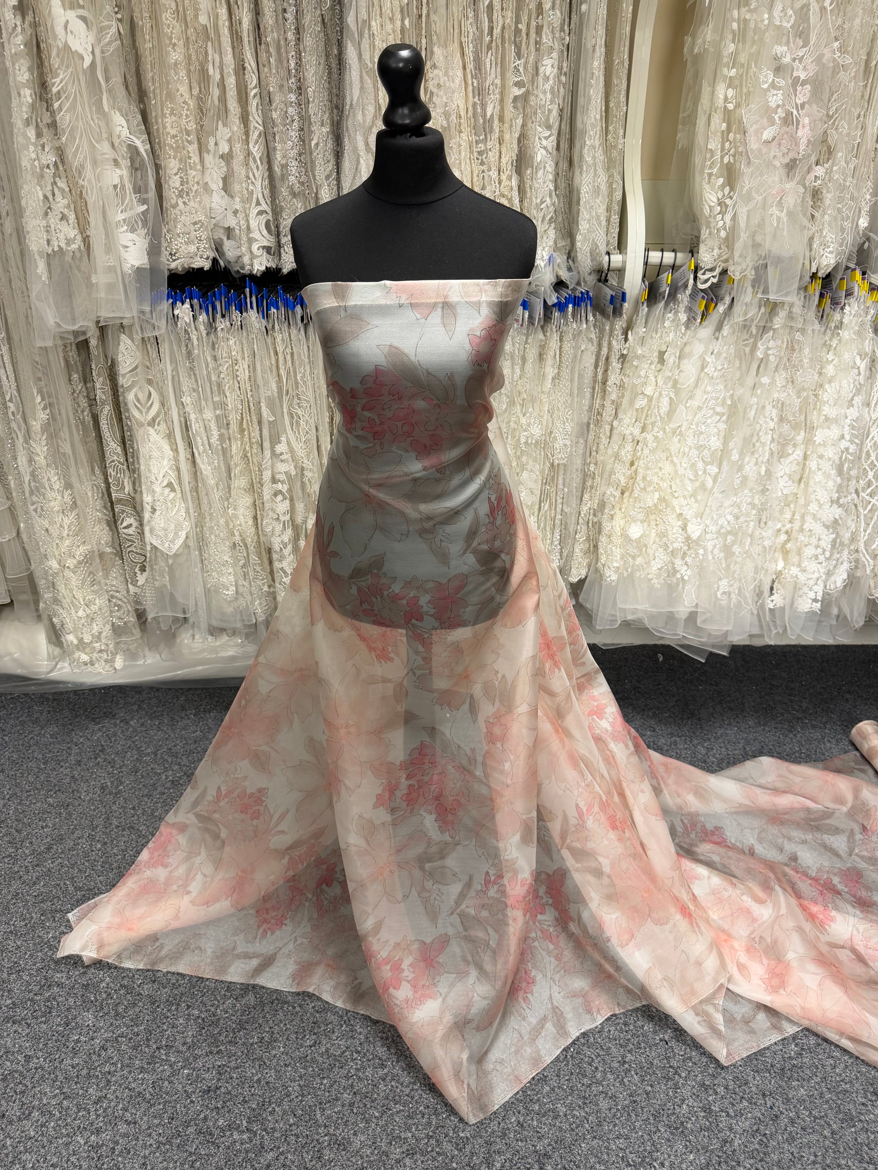 Pink Printed Silk Organza - PR2006