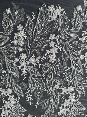 Dentelle brodée de perles ivoire - EB1099