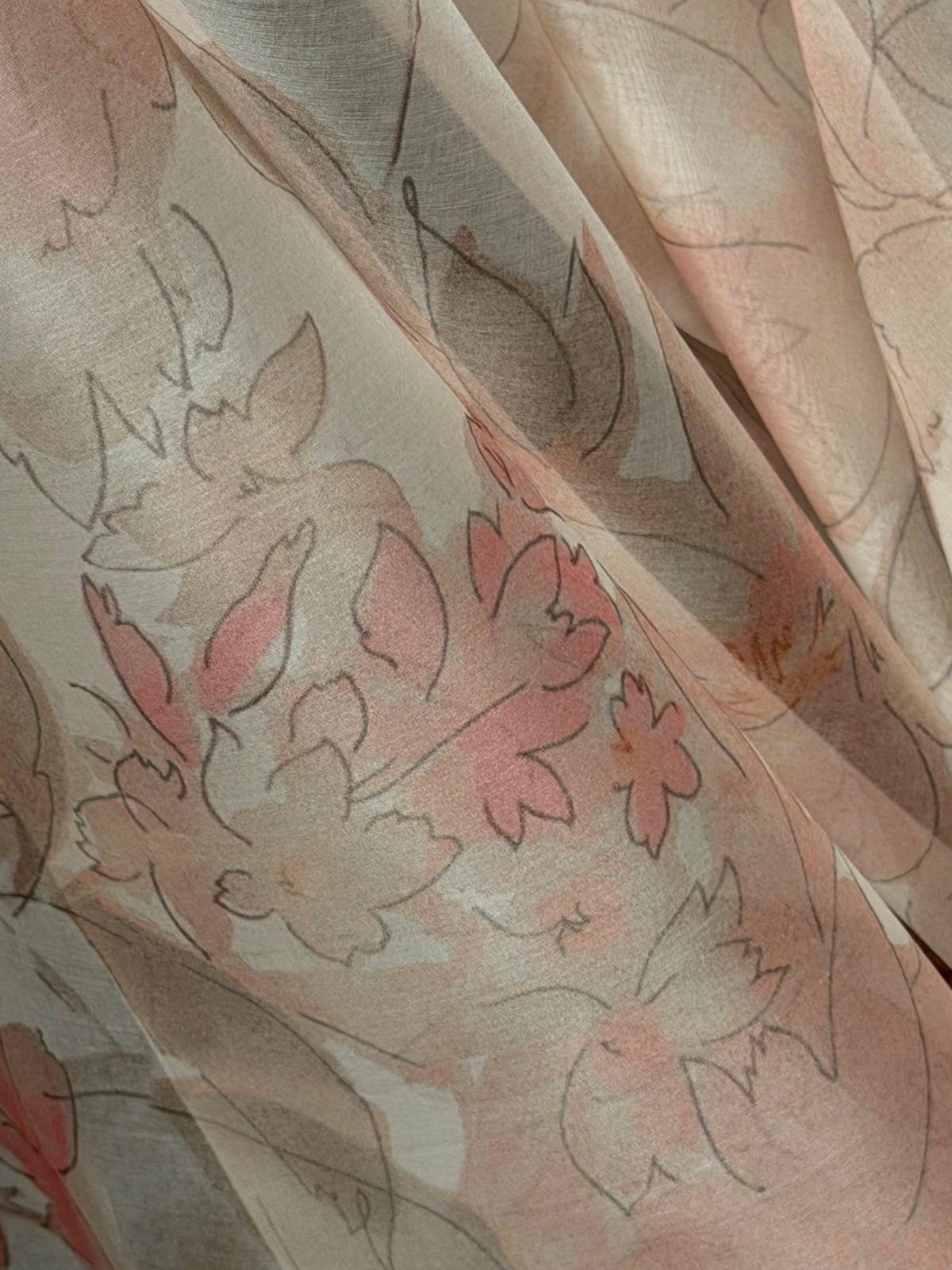 Organza de soie imprimé rose - PR2006