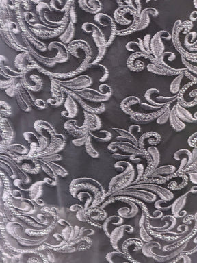 Tulle brodé de perles indigo - EB1069