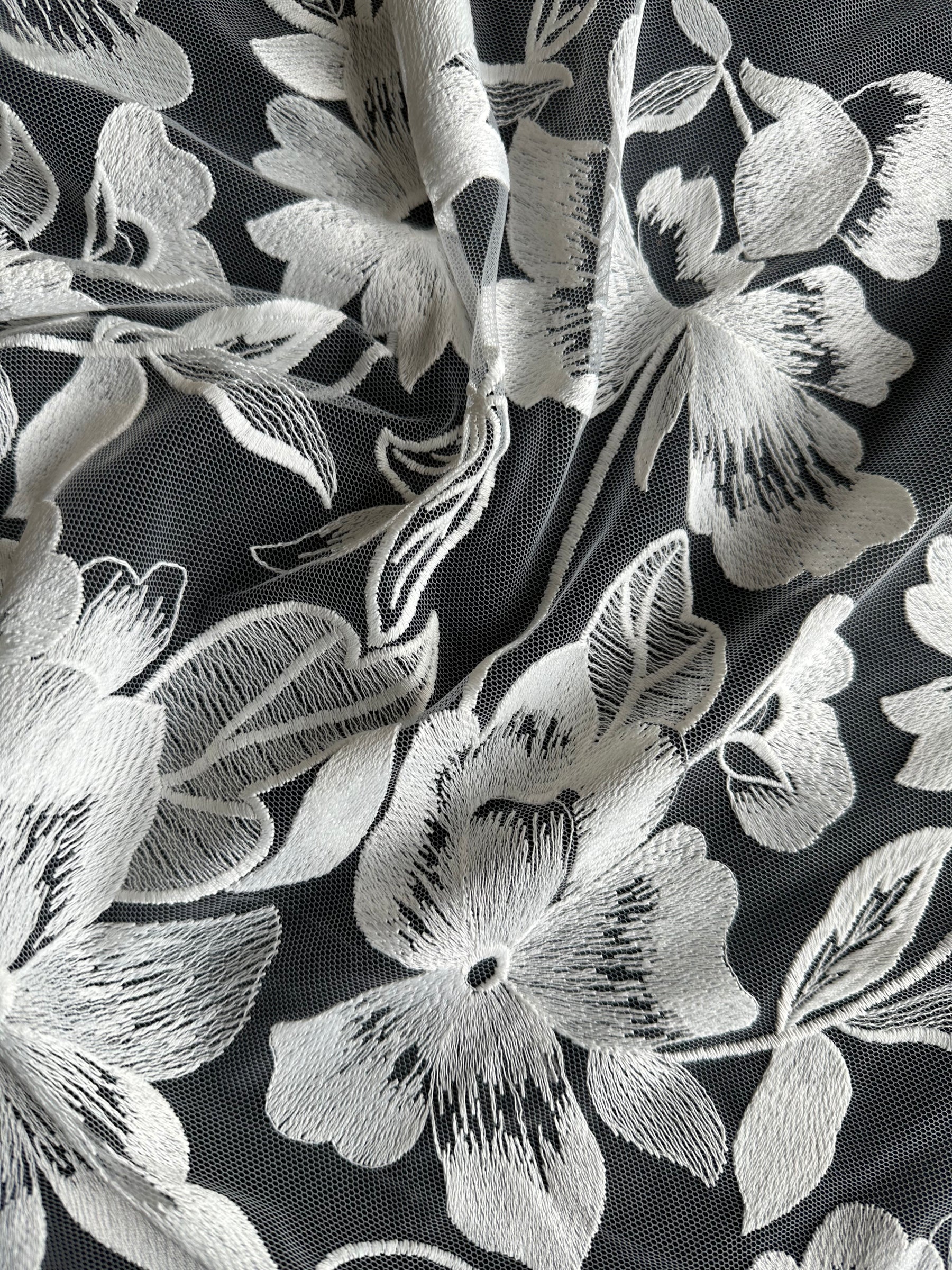 Dentelle brodée ivoire - EB5049