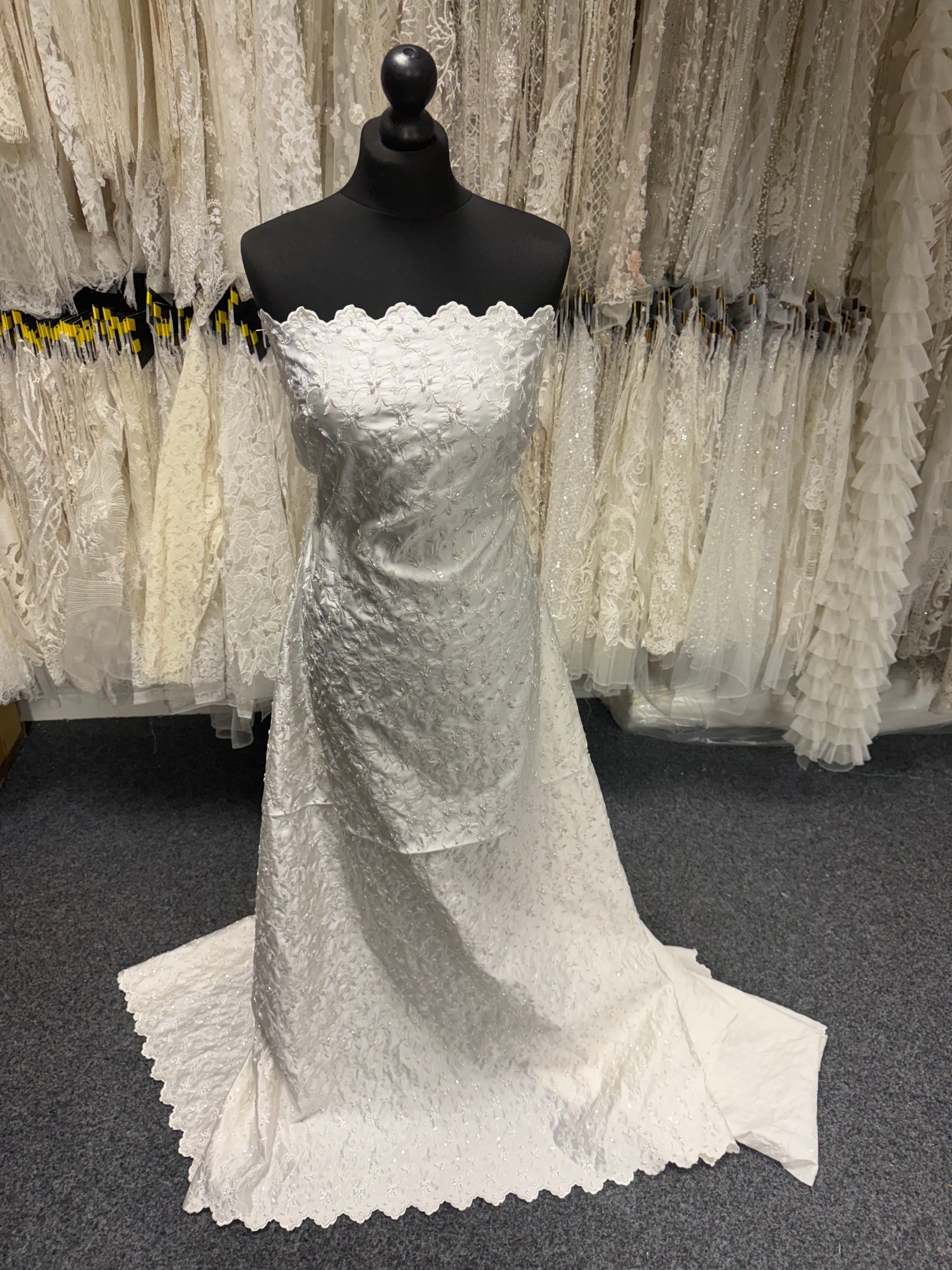 Ivory Beaded Embroidered Satin - P469