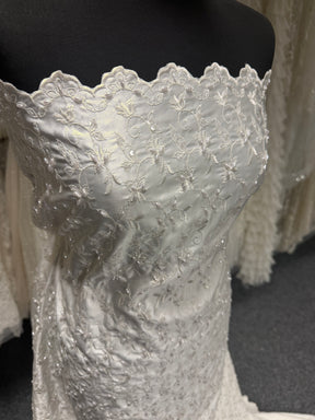 Ivory Beaded Embroidered Satin - P469